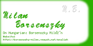 milan borsenszky business card